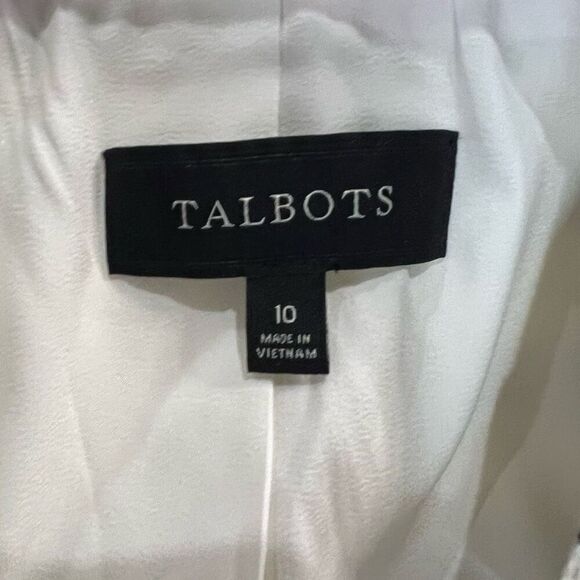 Talbots Stripe Waffle Stitch Blazer White Blue‎ Sz 10 - Picture 4 of 11